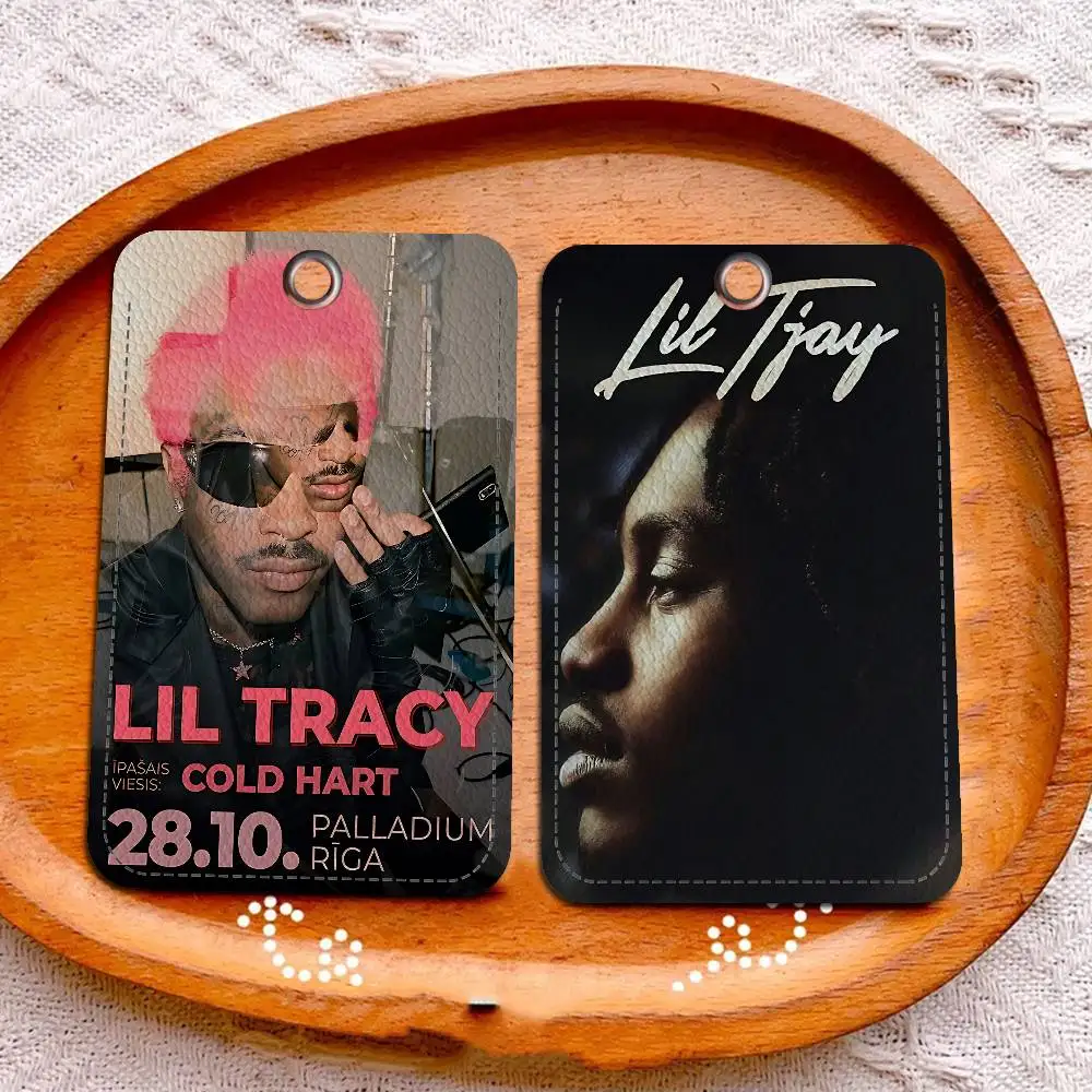 Popular Singer L-lil T-tracy PU Soft Leather Rectangular Key Card Holder Induction Elevator Protection Cover Youth Faion Accory