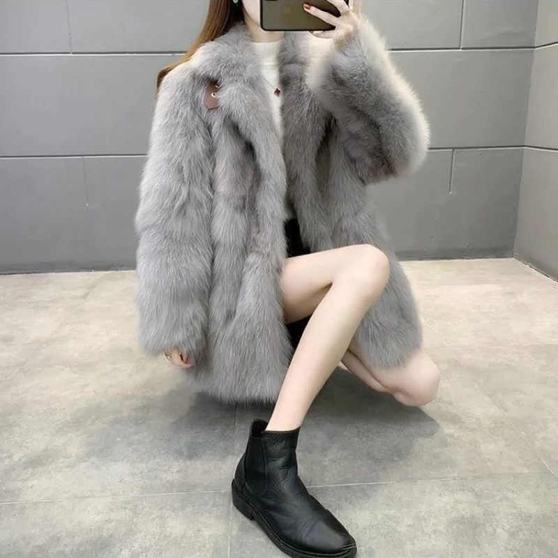 Nachahmung Fuchs Mantel Frauen, Überzogene Knopf Kurze Jacke, Weibliche Lose Verdicken Warme Kleidung, Hohe Qualität, Neue, Winter