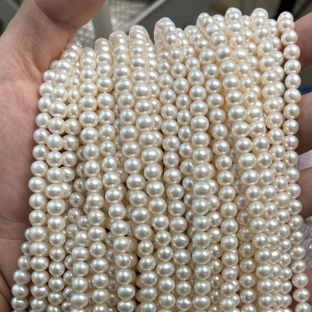 

AAAA 6-7mm High Quality Natural Freshwater Pearl Near Round Loose Beads for Jewelry Making DIY Women Necklace Bracelet Accessory