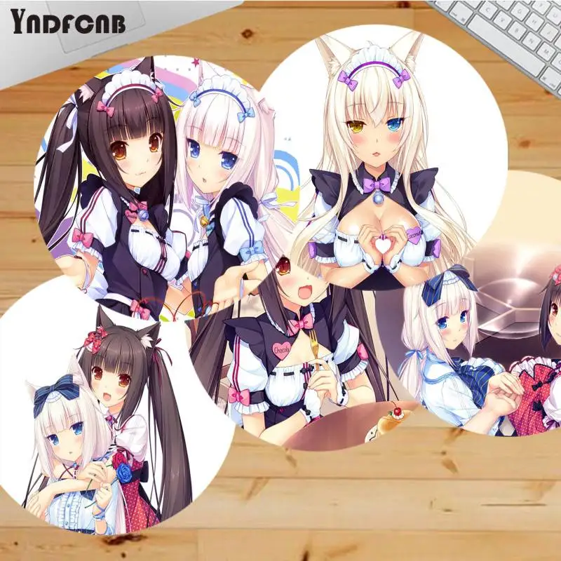 

N-Nekopara Mousepad Round Custom Skin Desktop Desk Mat Kawaii Gaming Accessories Students Writing Mouse Pad for PC Mouse Carpet