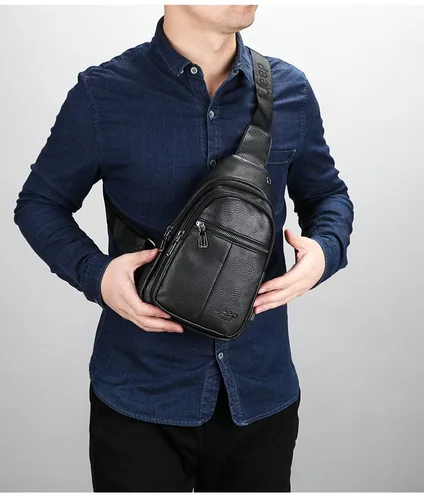 Bolsos de hombro Vintage para hombre, paquete de negocios a la moda con USB, bandoleras cruzadas de cuero, paquete de pecho masculino de gran capacidad
