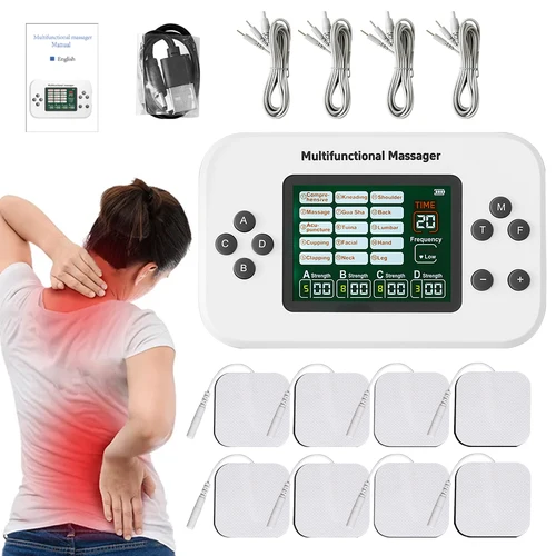 Dispositivo de terapia de baja frecuencia TENS, 12 modos, Estimulador muscular EMS, masajeador de pulso eléctrico, aparato de mioestimulación, masaje relajante