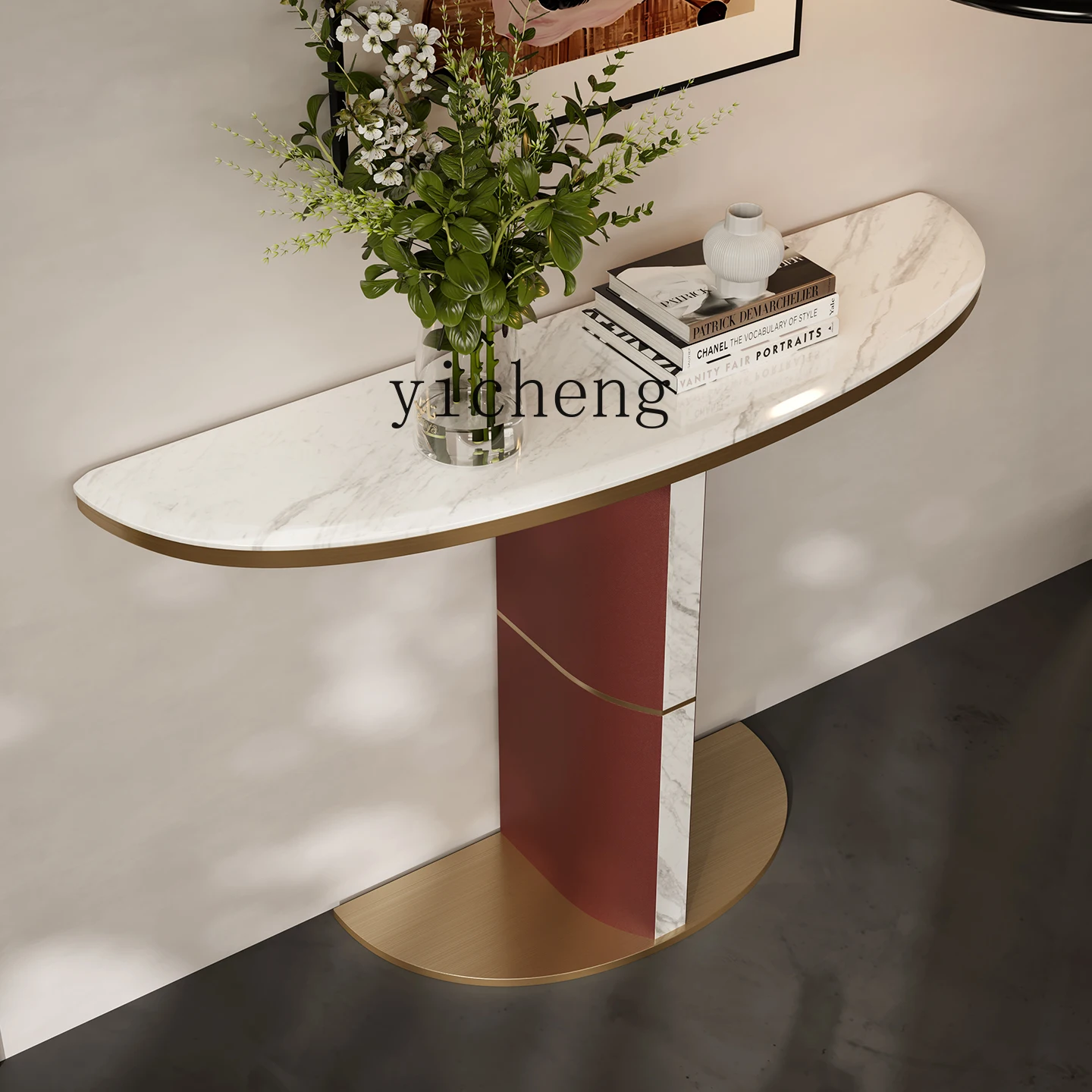 

Modern Light Luxury High-End Luxury Stone Entryway Table Simple Italian Art Style Entryway Console
