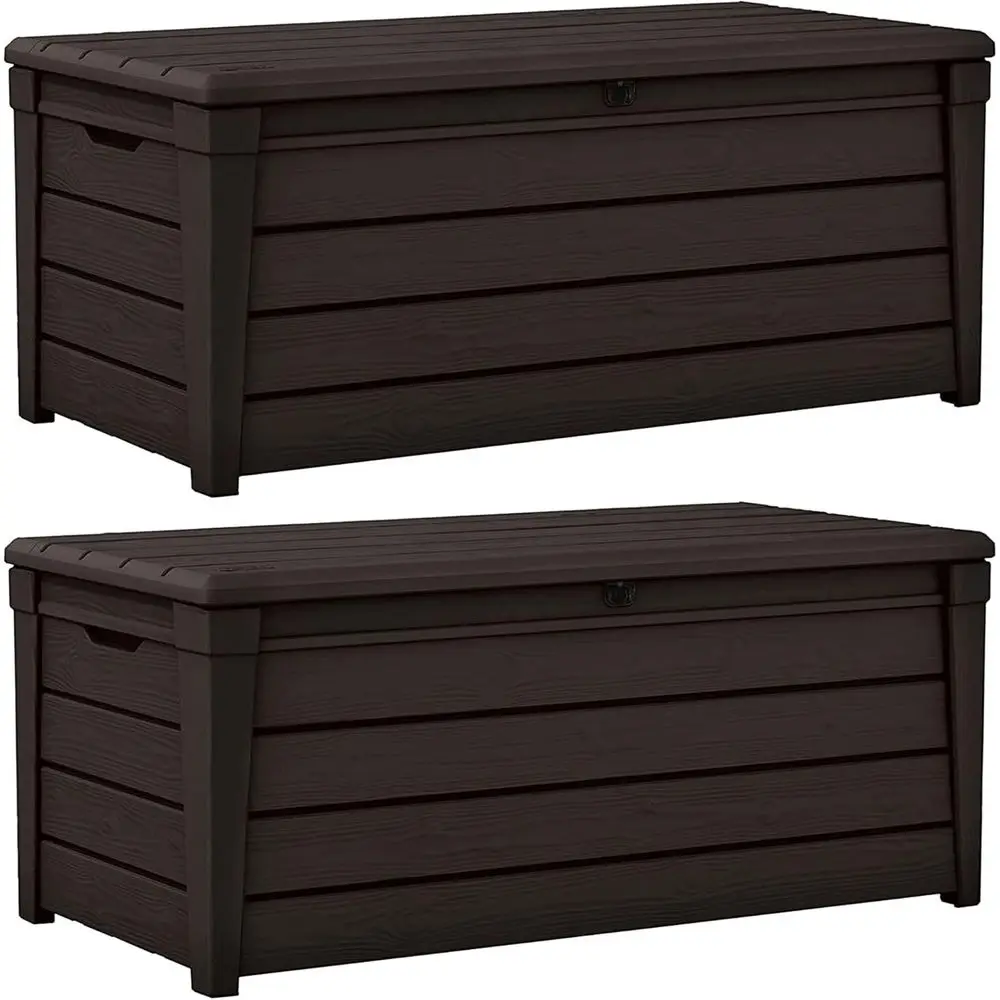 

120 Gallon Outdoor Storage Bench with Weather Resistant Resin, Brown