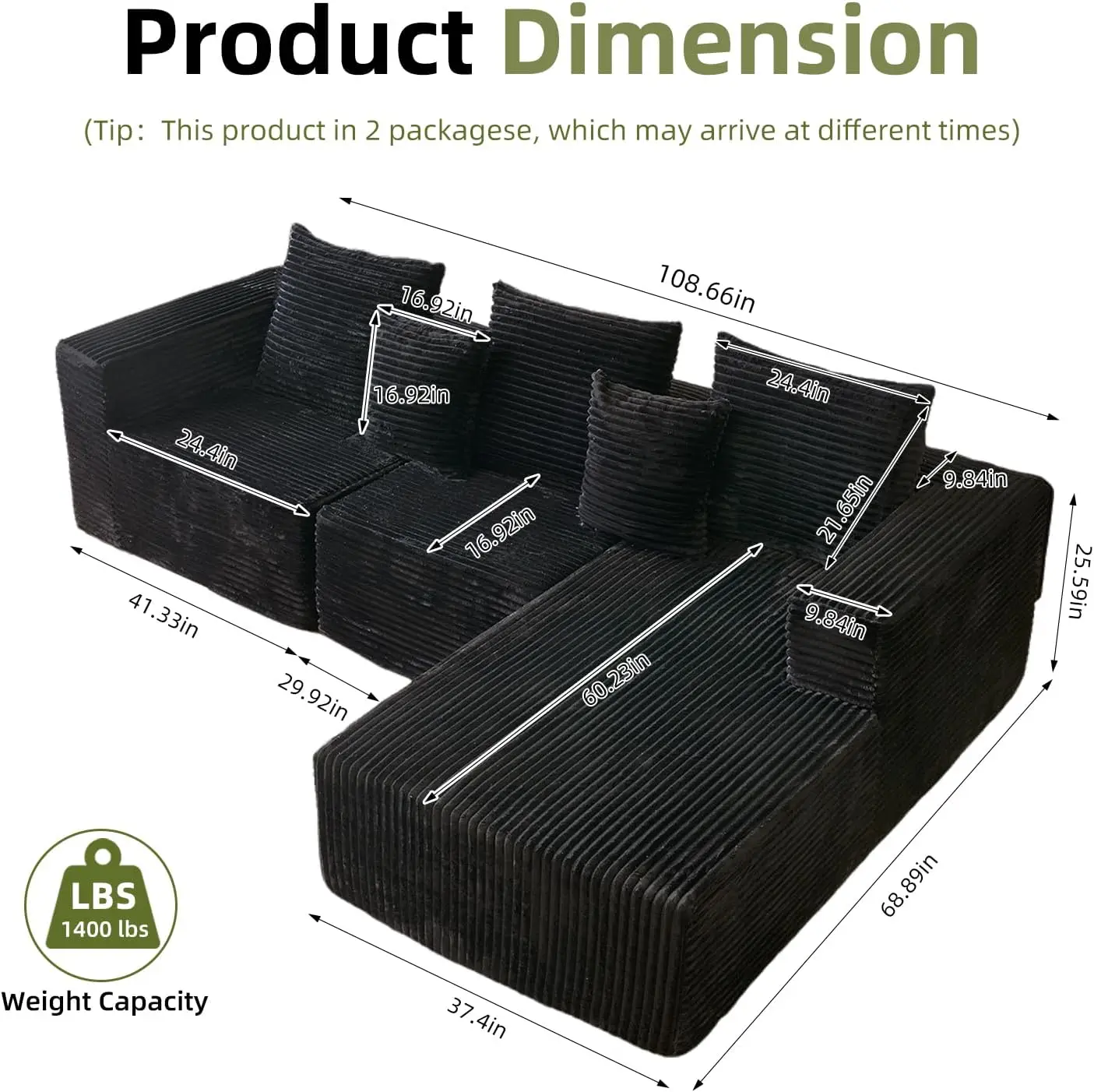 

108-дюймовый диван без костей, секционные диваны без костей для гостиной с глубоким сиденьем, диван-облако с полосой, L-образные диваны без костей — новинка