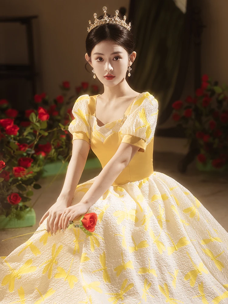 

Элегантное женское вечернее платье для торжеств, высококачественное, роскошное, для дня рождения, корейский стиль, с вышивкой, со средней талией, длинное