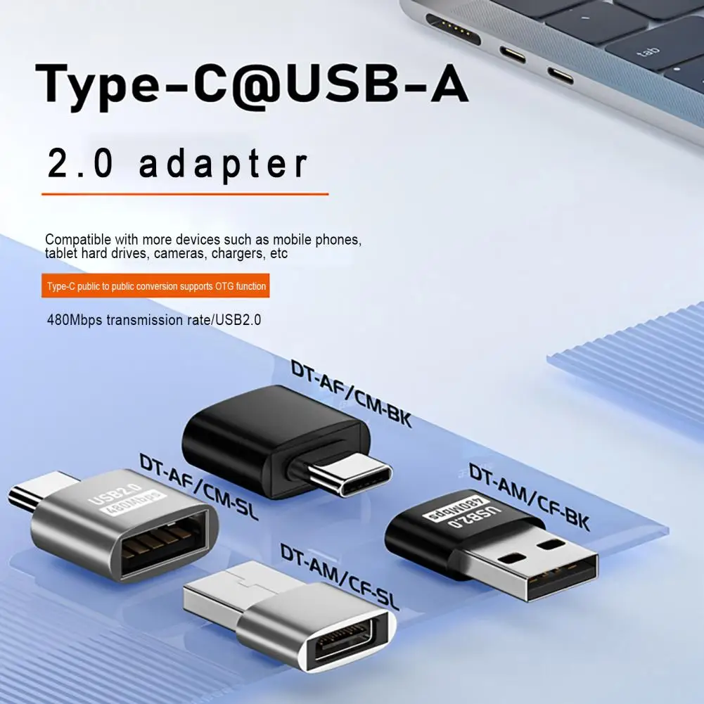 Usb to Type-c Adapter High-speed Type-c to Usb-a 2.0 Data Transfer Charging Adapter for Phone Tablet Camera Hard Drive 480mbps