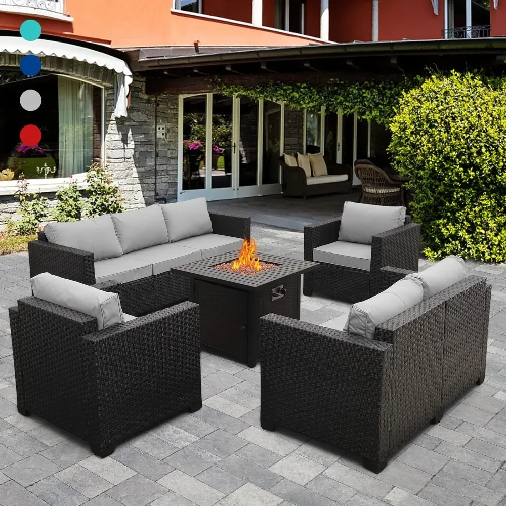 

Patio Furniture Set, Patio Couch 50000 BTU 31-Inch Steel Propane Fire Pit Table, 5-Piece Outdoor Furniture Set