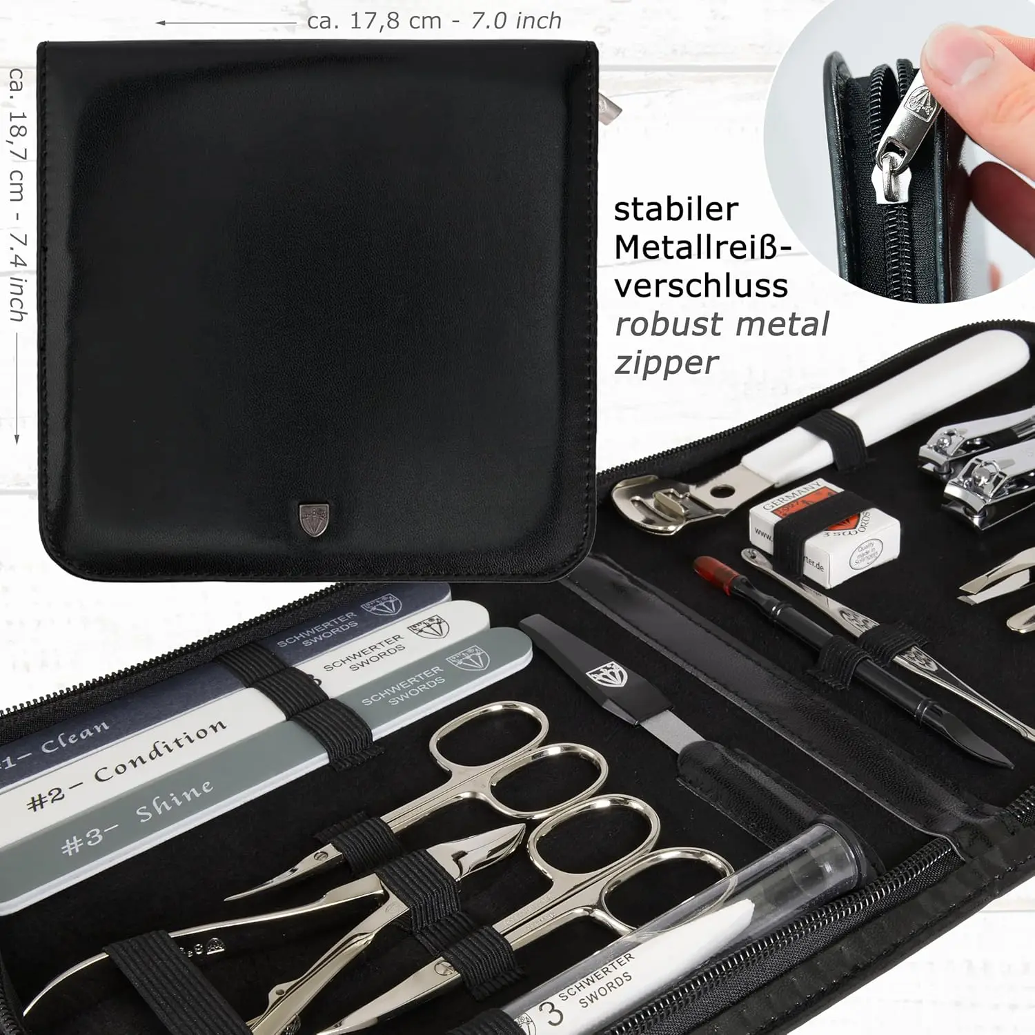 Professional Manicure Pedicure Set Kit with 18 Tools, Durable Steel, Travel Case, Ideal Gift for Women and Men