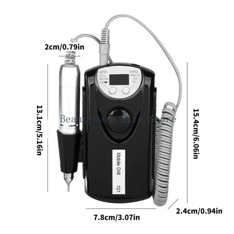 652C USB Rechargeable Nail Drill Machine 30000 RPM Portable Manicure Tool With Bits and Sanding Bands For Salon or Home Use