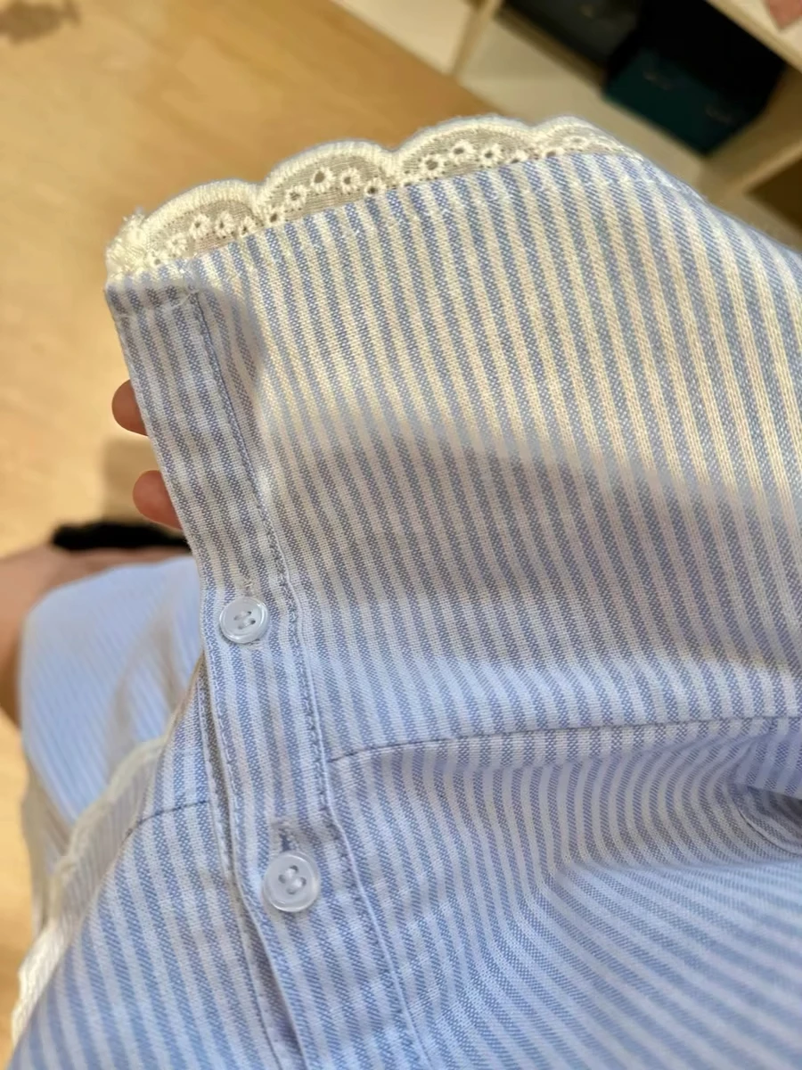 Striped Women Pajamas Summer Sleepwear Sleeveless Shorts Sets 2 Pieces Lace Night Wears Tank Korean Sleeping Home Suit 2025 New view 4