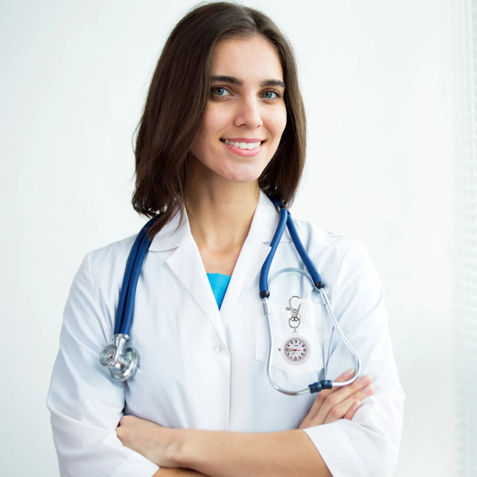ساعة ممرضة فوب بمشبك سيليكون من الفولاذ المقاوم للصدأ على الجيب، عرض طبيب شفاف لمدرسة التمريض، هدية محمولة أساسية