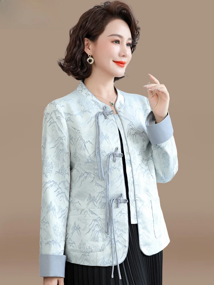 

Новая модная осенняя женская куртка 2024 года в китайском стиле для женщин среднего и старшего возраста, в национальном стиле, свободного кроя, весна-осень