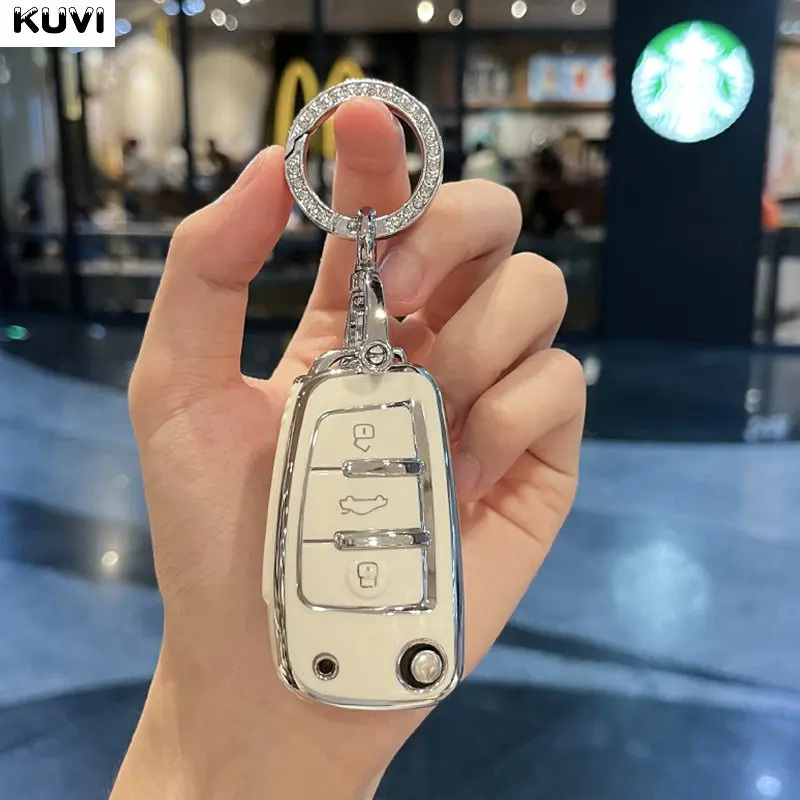 TPU Car Key Case Cover Shell Fob For Audi A1 A3 A4 8P 8L 8V A5 B6 B7 A6 A7 C5 C6 Q3 Q5 Q7 4F S3 S4 S6 RS3 TT Keychain Protector