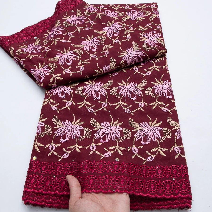 

Высококачественная африканская кружевная ткань 2026 года, 5 ярдов, вышитый швейцарский вуалевый хлопковый кружевной материал, нигерийское кружево для самостоятельного пошива женских платьев