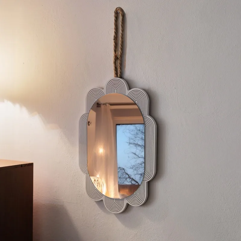 Portable Unbreakable Decorative Mirrors Retro Black Compact Room Make Up Mirror Vanity Aesthetic Para Pared Bedroom Stuff