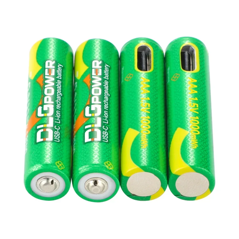 DLGpower AAA 1.5V USB Li-ion Rechargeable Battery 1000mWh Lithium Batteries for Toys Remote control Flashlight with 4-in-1 cable