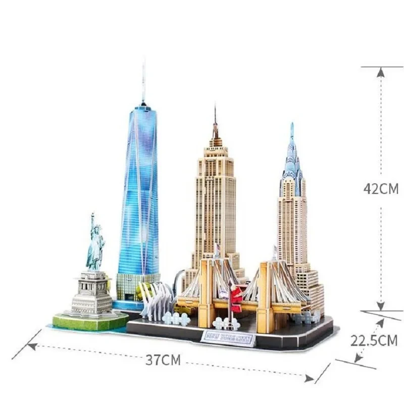 USA New York City Line Scenery Famous Build 3D Paper EPS Card Puzzle Building Model Toy Great Architecture Boy Girl Travel Gift