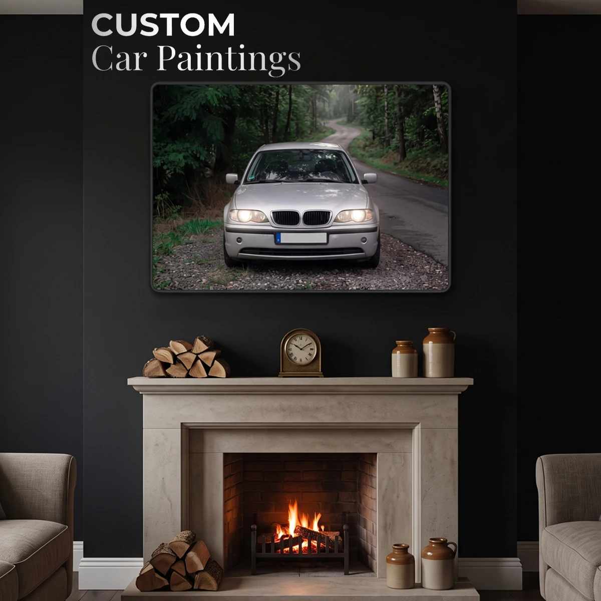 Customizable car art pieces with color-changing functionality via USB remote control,  can be hung in garages, bars, and rooms.