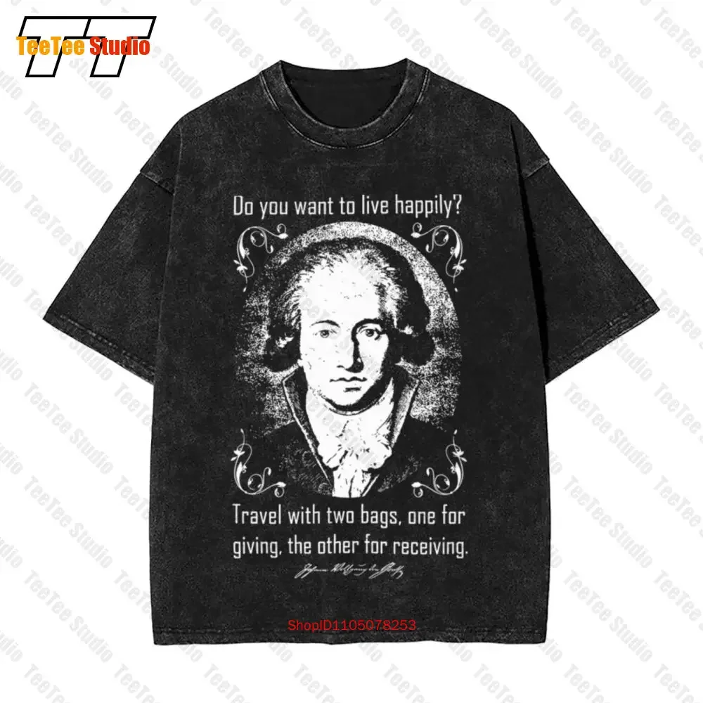 Goethe Do You Want To Live Happily Johann Wolfgang Von Goethe Quote Vintage Oversized T-Shirt 5X1D
