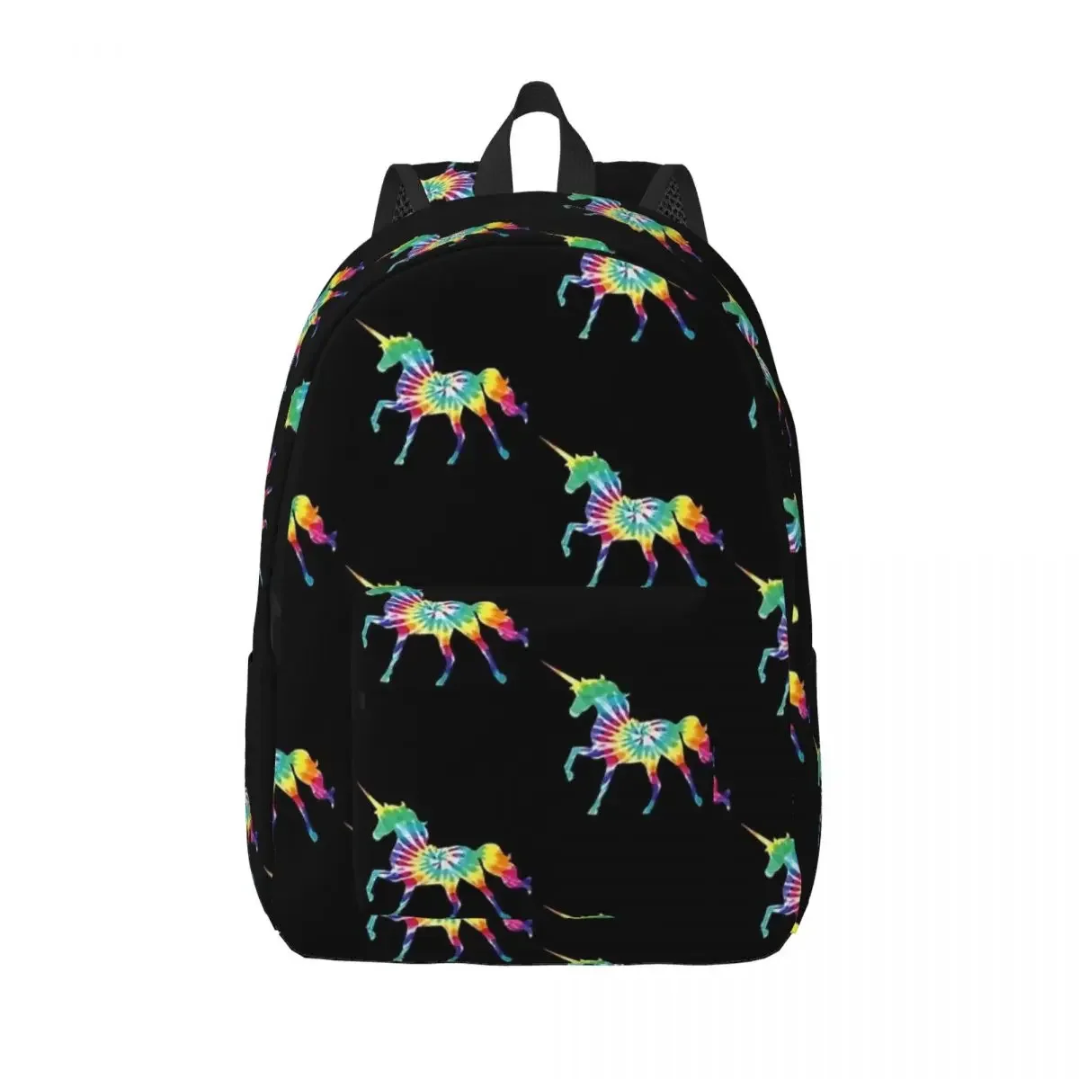 Cute Unicorn Tie Dye Backpack for Men Women Cool Student Hiking Travel Daypack Cartoon College Shoulder Bag Durable