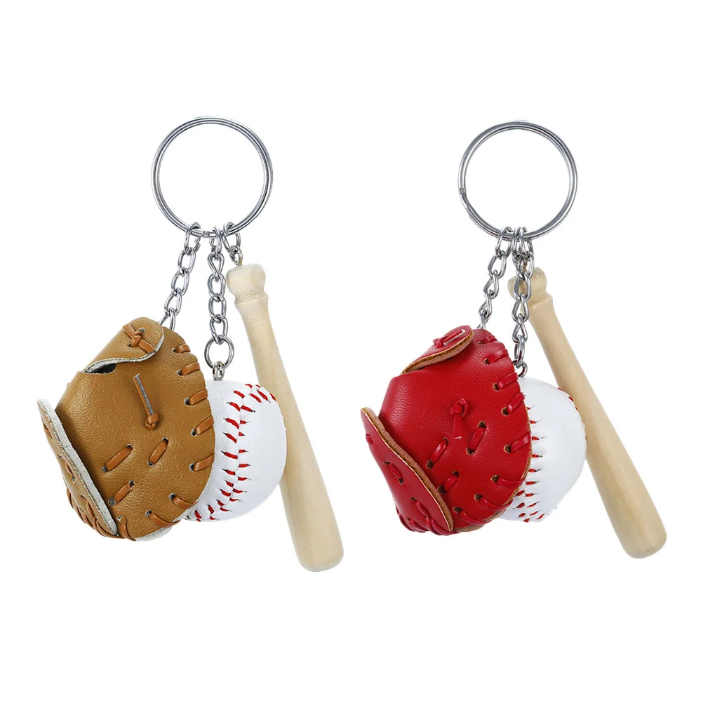 

2 Pcs Key Chain Exquisite Softball Keychain Decorative Baseball Keychains Accessories Delicate Pu