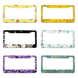 Plum blossom pattern American standard aluminum alloy car license plate cover car accessories waterproof license plate cover