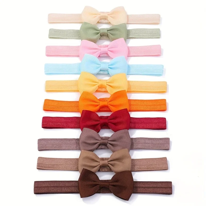 

10Pcs/Set Solid Color Baby Headbands for Girls Classic Autumn Winter Ribbon Hair Bands Infant Kids Hair Accessories
