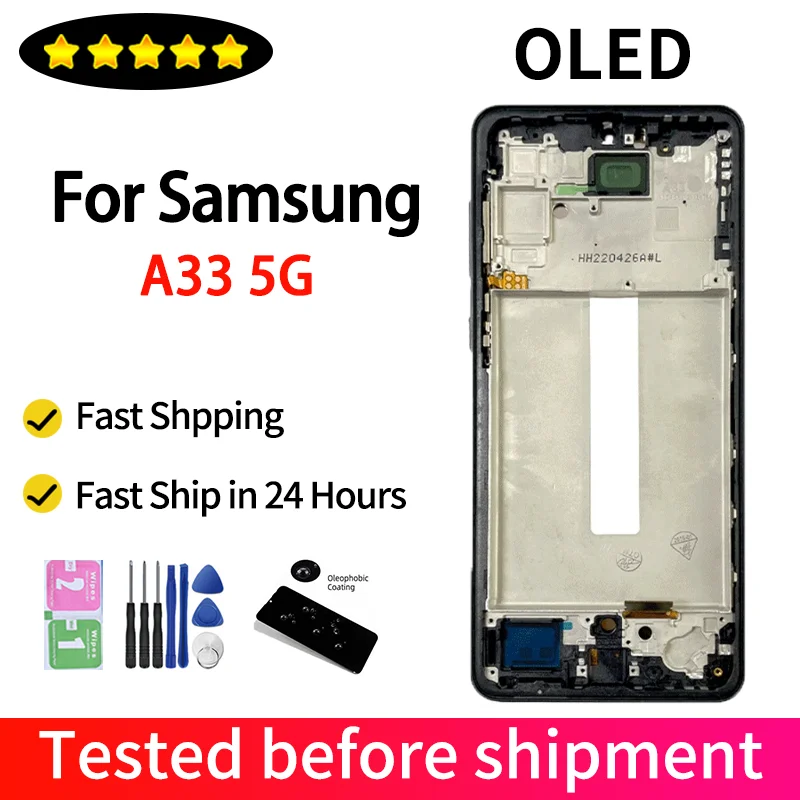 6.4'' OLED For Samsung A33 5G A336 LCD Display Touch Screen Digitizer Assembly For Samsung A336 A336B A336E A3360 Display Frame
