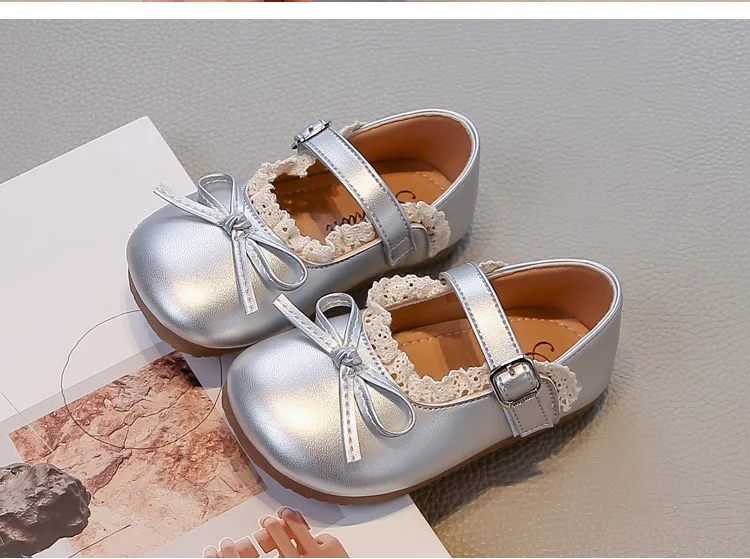 Mädchen Frühling Herbst Schleife Weiche Sohle PU-Lederschuhe Kinder Rutschfeste Spitzenbesatz Loafer Atmungsaktive Mary Jane Schuhe Kinder Freizeitschuhe – Detail 13