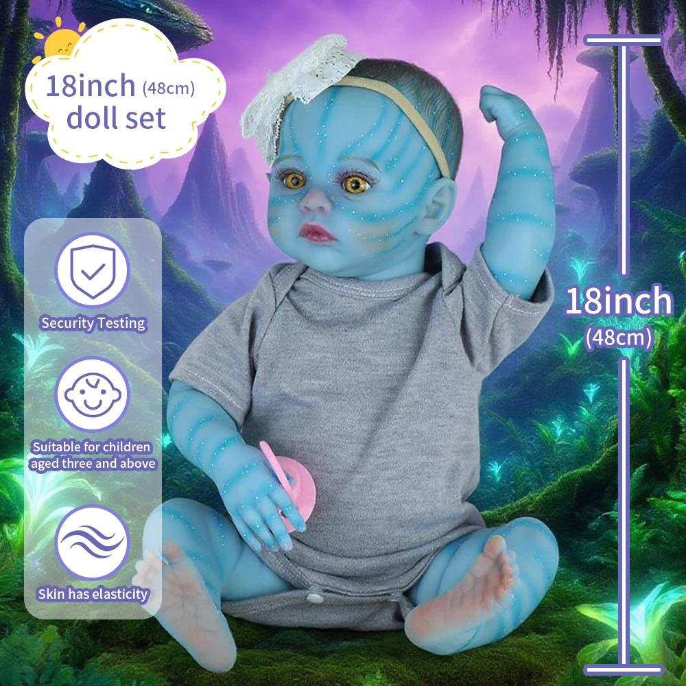 

18inch Bebe Reborn Baby Girl Avatar Meadow Full Body Silicone Viny Doll High Quality Paint Lifelike Art Toys Christmas Gifts