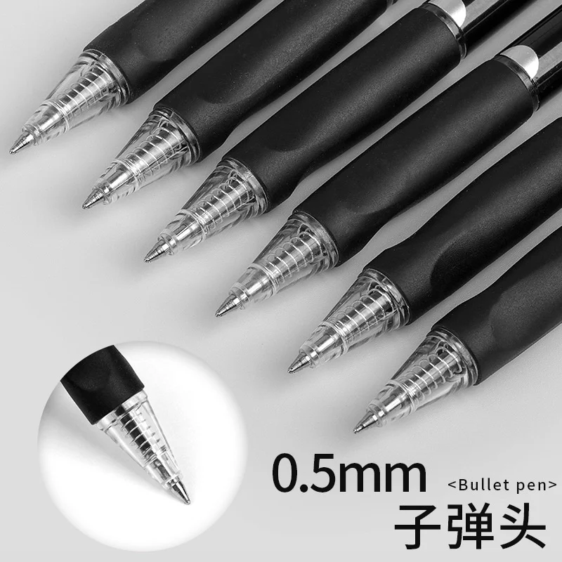 Stylo à bille magique effaçable à la chaleur pour enfants, stylo à gel effaçable, noir, melon, cadeau classique, 0.5mm, 6 pièces