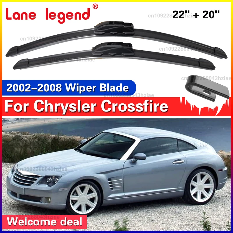 Escobilla limpiaparabrisas de coche para Chrysler Crossfire 2002-2008, limpiaparabrisas de goma y silicona, limpiaparabrisas de ventana delantera de 22 "+ 20", accesorios LHD