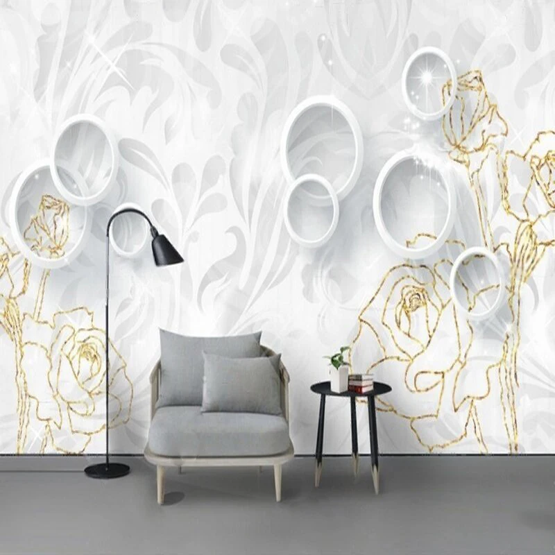 

Современная и модная 3D простая трехмерная золотая роза, красивая и мечтательная ТВ, роскошное украшение для дома, фоновая стена
