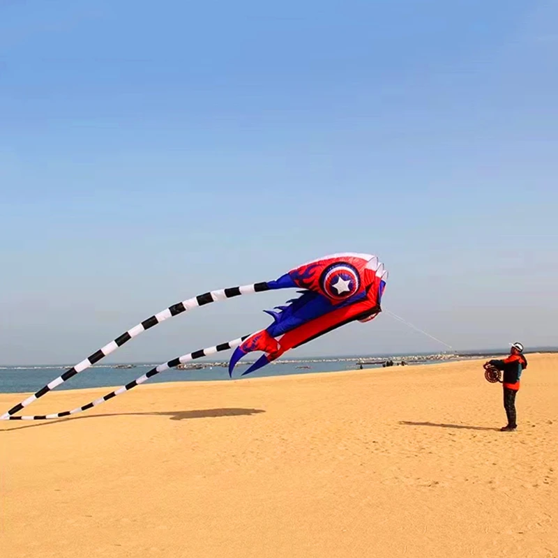 Cerf-volant en nylon souple pour adultes, moulinet de pieuvre, cerf-volant de pêche en parachute professionnel, grand, trilobite à la mouche, usine