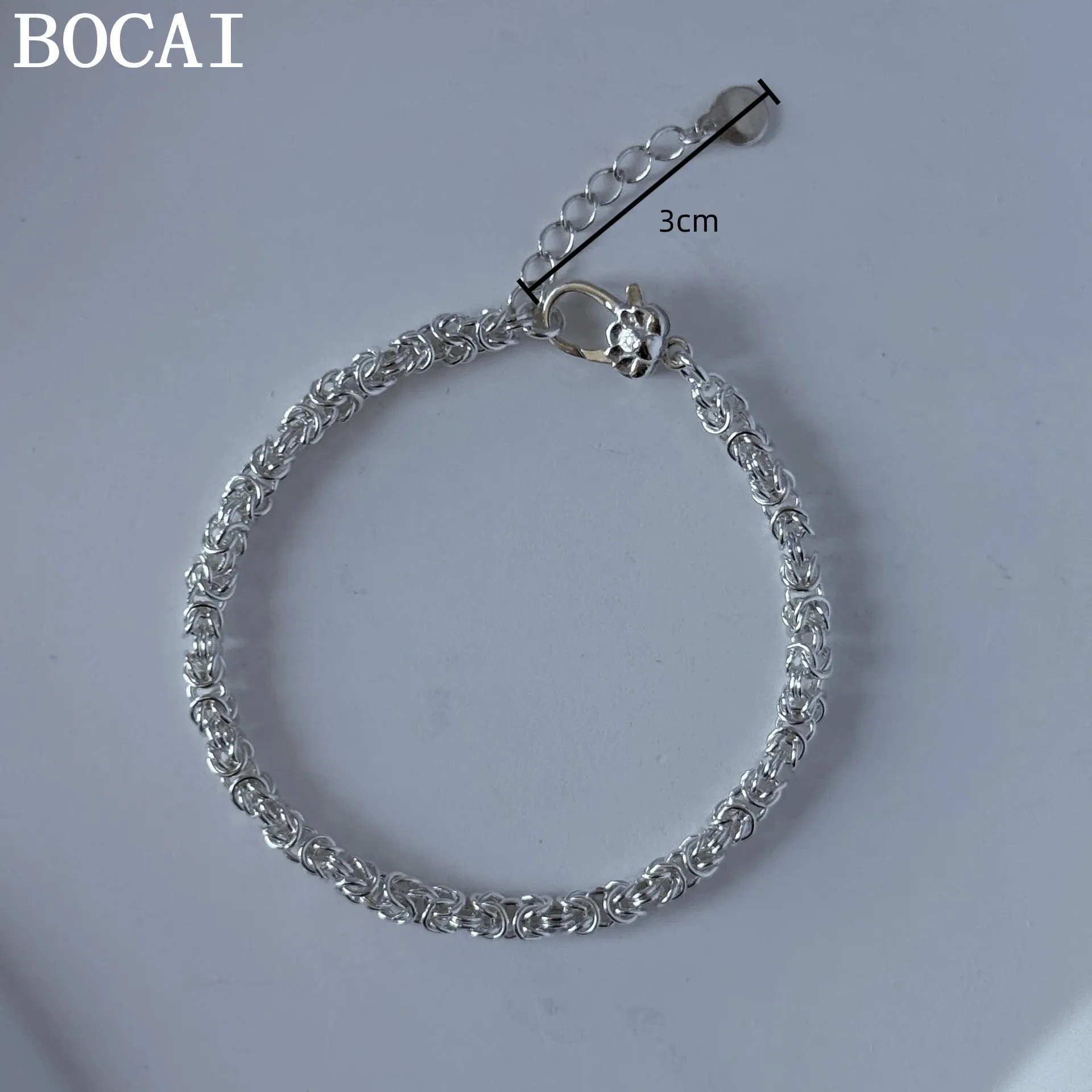 BOCAI New S925 Sterling Silver Jewelry With Vintage Personality Hand Woven Keel Chain Selected Gifts for Men and Women