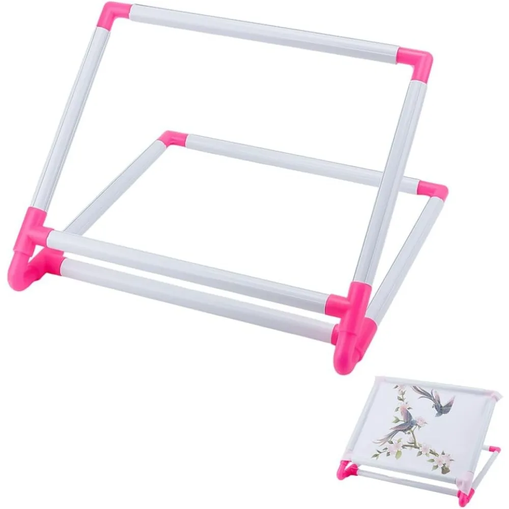 

Universal Embroidery Clip Frame Deep Pink and White Plastic Scroll Embroidery Frames Embroidery Hoops Needlepoint Stretcher