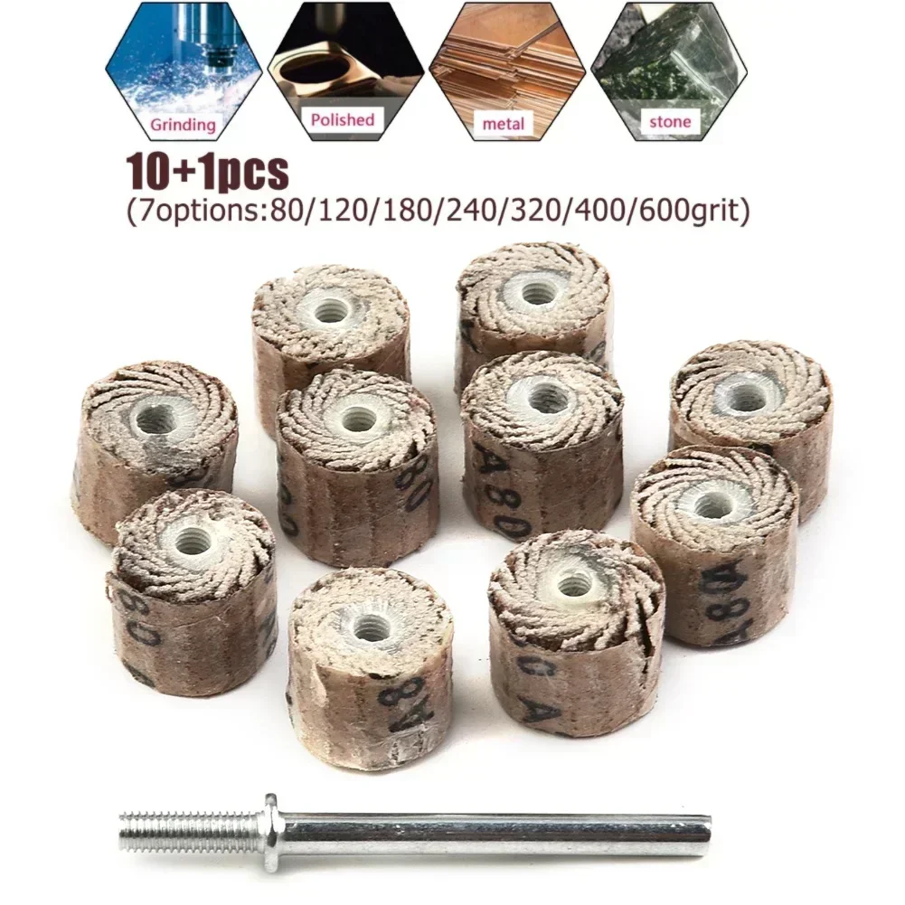 11pcs 80-600Grit Flap Wheel Disc Sanding Flap Set With 3mm Shank Grinding Wheel Head Sander Abrasive Power Tools