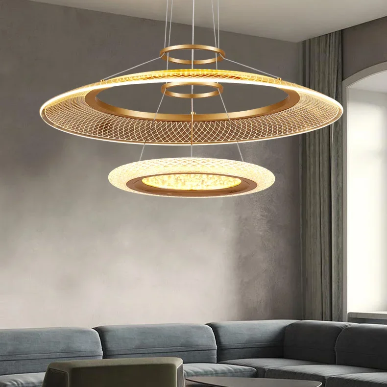 Modern LED Screw Ceiling Chandeliers Luxury Ring Villa Pendant Lamps Atmosphere High-end  Living Dining Room Hanging Light