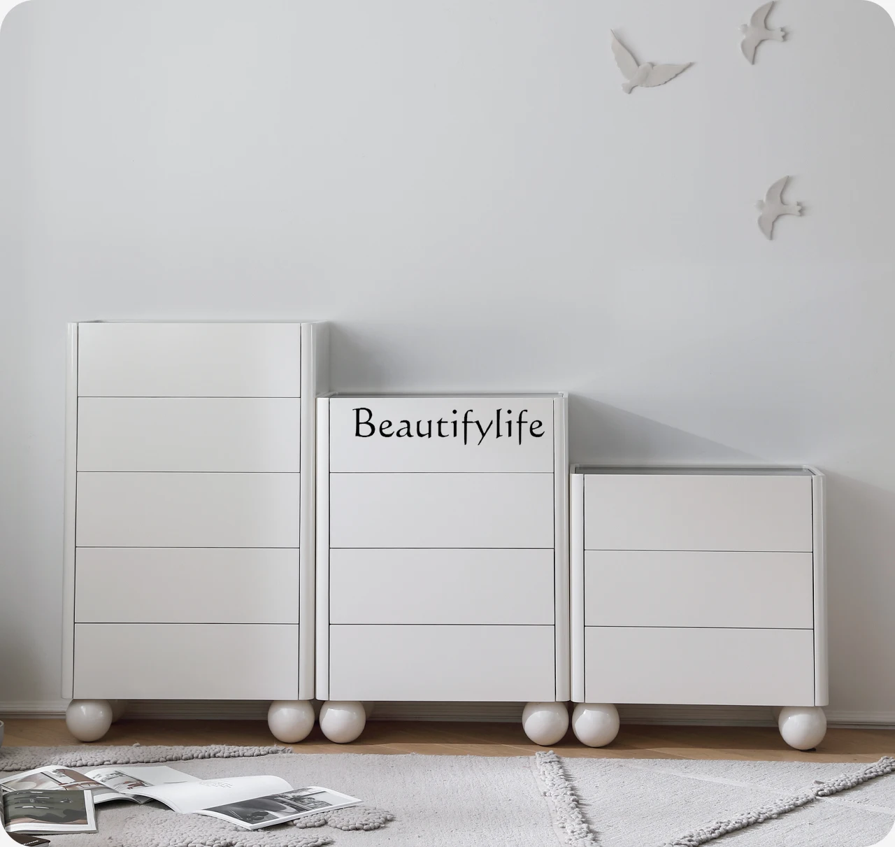 

French cream wind chest bedroom modern simple living room white high-end locker