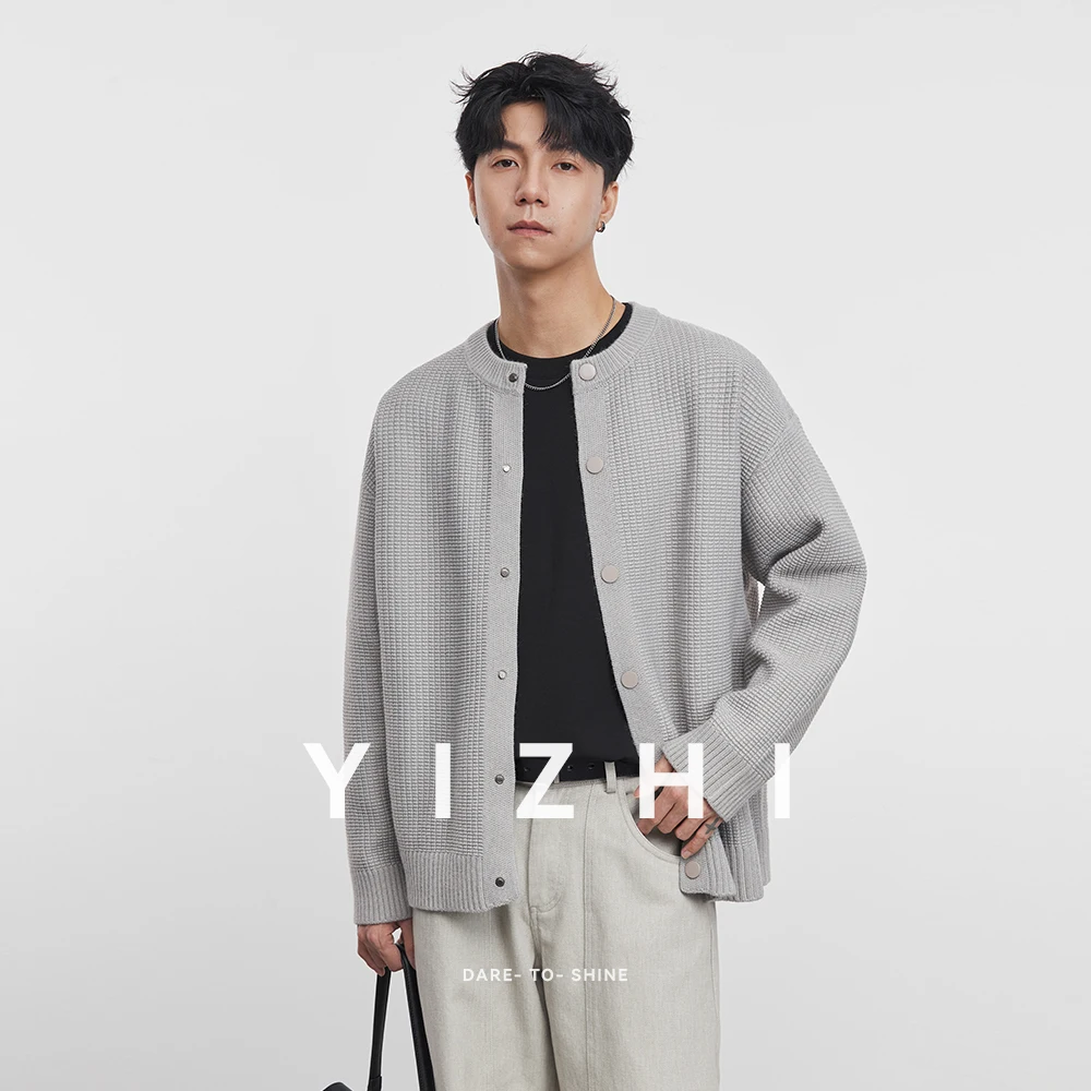 

Men's Knitted Cardigan Jacket 2025 Spring and Autumn New Style Solid Color Casual Loose Baseball Jacket Fashion Men's Tops