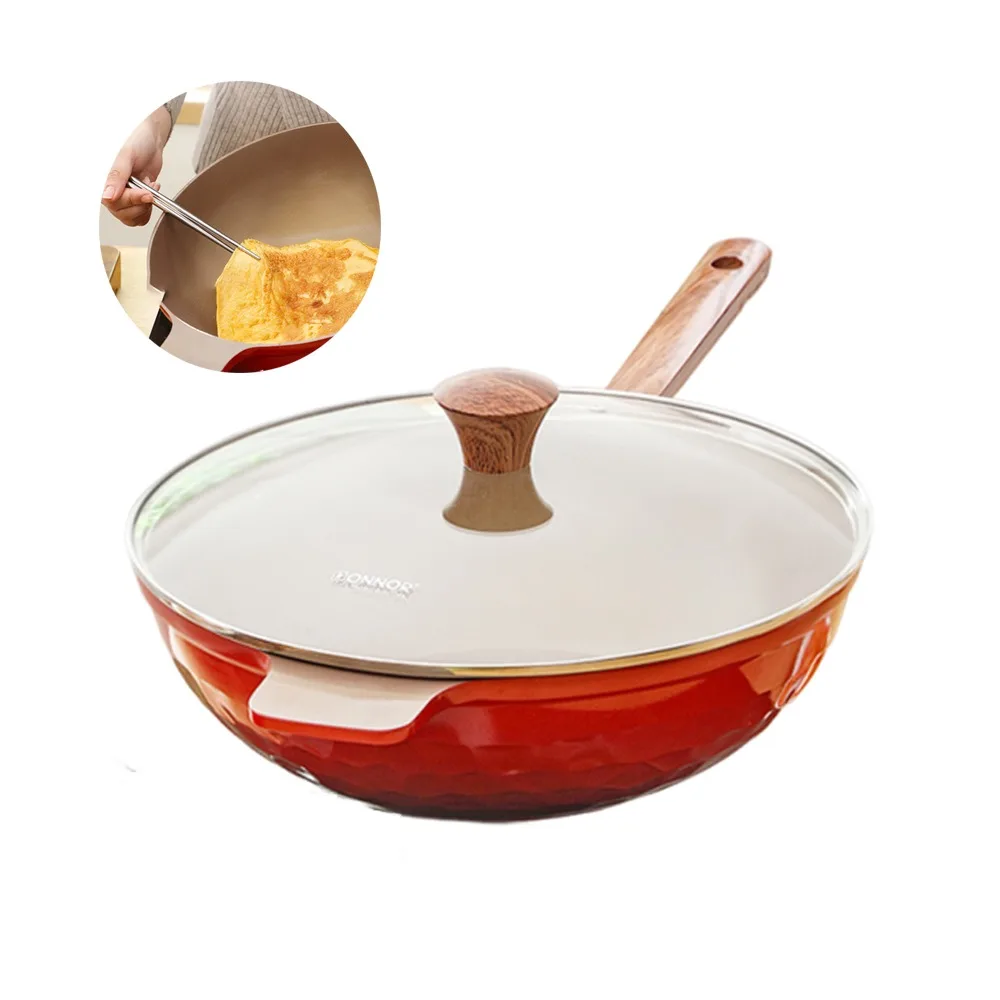 

DONNOR Ceramic Pan with Lid 12.6 Inch Frying Pan Nonstick Frying Pan Skillet Ceramic Pan Omelette 6QT PFOA PFAS PTFE Free