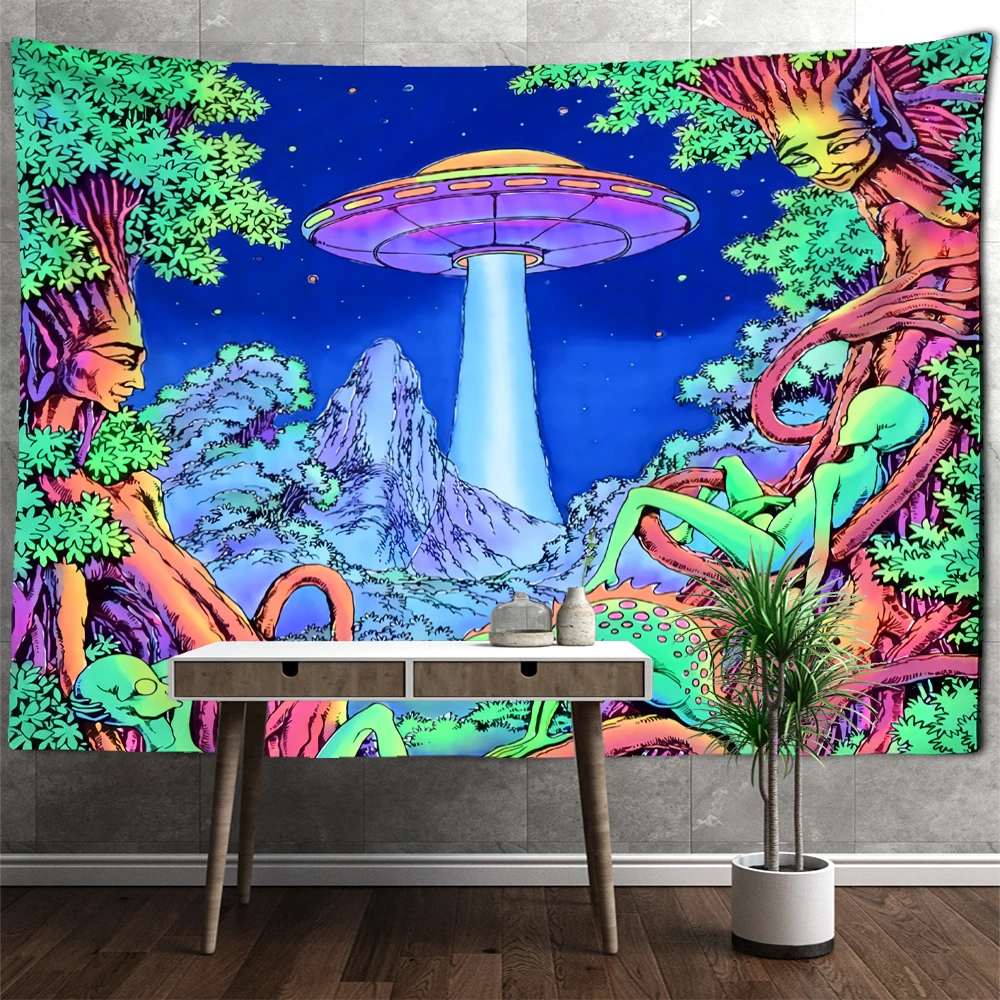 Abstract Underwater Jellyfish Wall Hanging Tapestry Witchcraft Psychedelic Fantasy Botanical Alien Art Room Decor