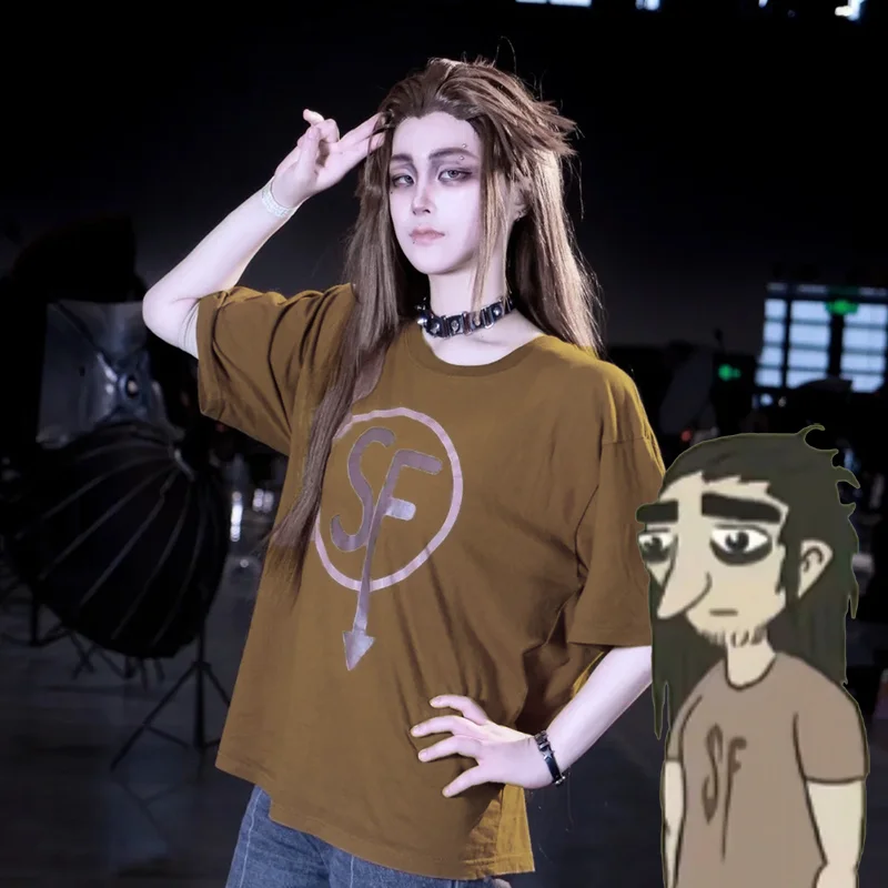 

Game Sally Face Larry Cosplay Costume Adult Unisex T-shirt Printing Pullover Casual Wear Uniform Christmas Halloween Wig Outfits