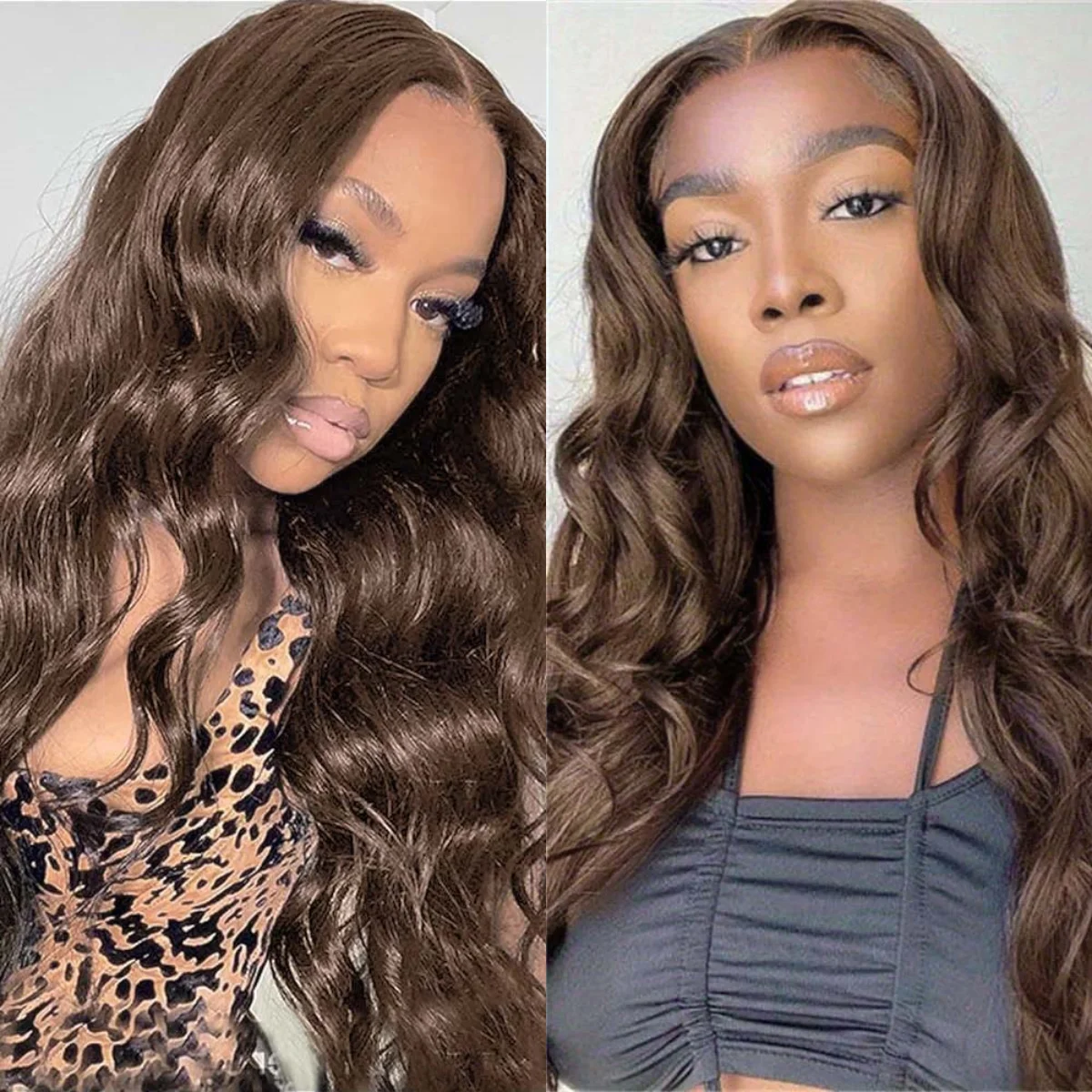 RDY Chocolate Brown Wig Loose Deep Wave Synthetic Lace Front Wig Glueless Natural Hairline Brunette Hair Frontal Wigs for Women