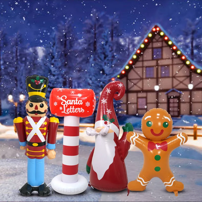Kerst Opblaasbaar Cartoon Speelgoed PVC Opblaasbare Kerstman Decoraties Gingerbread Man Kerstavond Decoraties