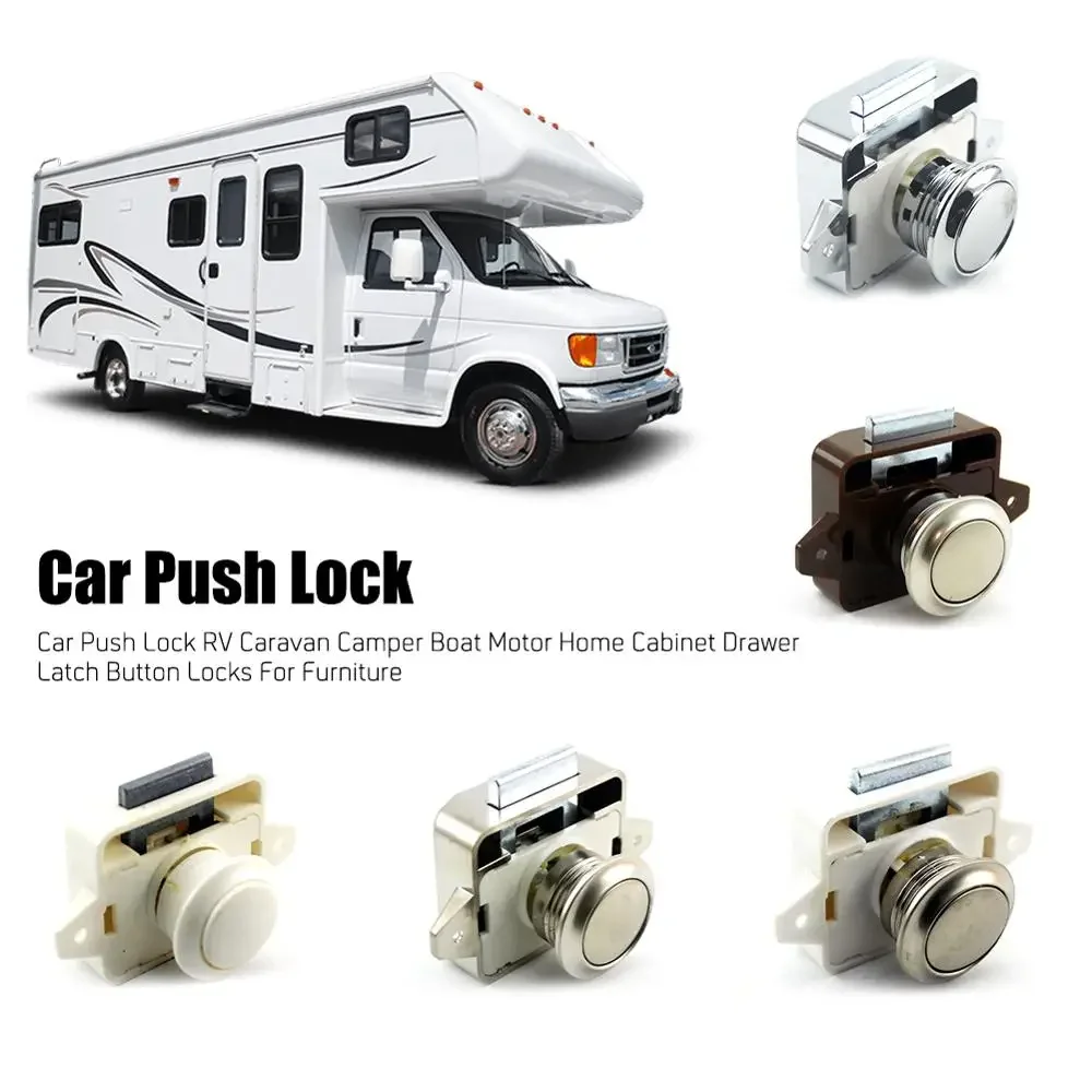 2021 New Camper Car Push Lock RV Caravan Boat Motor Home Cabinet Drawer Latch Button Locks For Furniture Hardware