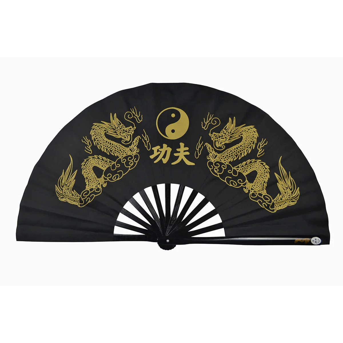 Double Dragon Tai Chi Fan - All Bamboo Structure, Kung Fu Fan, Single/Dual Fans, Tai Chi Sound Fan, Easy to Open and Close, Mult