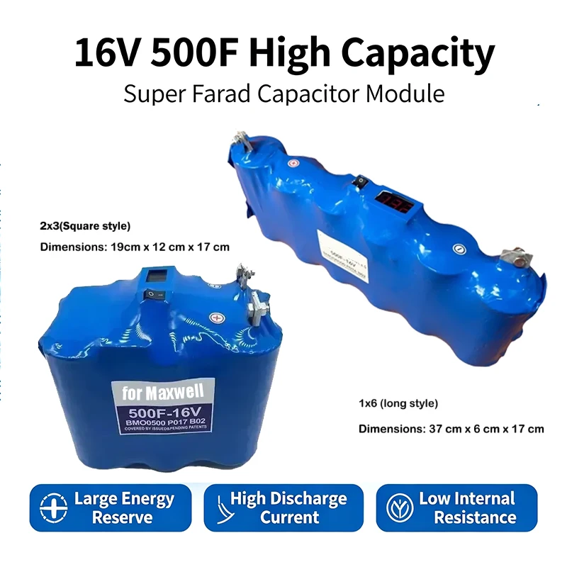 16V 500F Super Farah Capacitor for Maxwell Car Starter Rectifier Regulator 2.7V 3000F Audio Capacitor Emergency Power Supply
