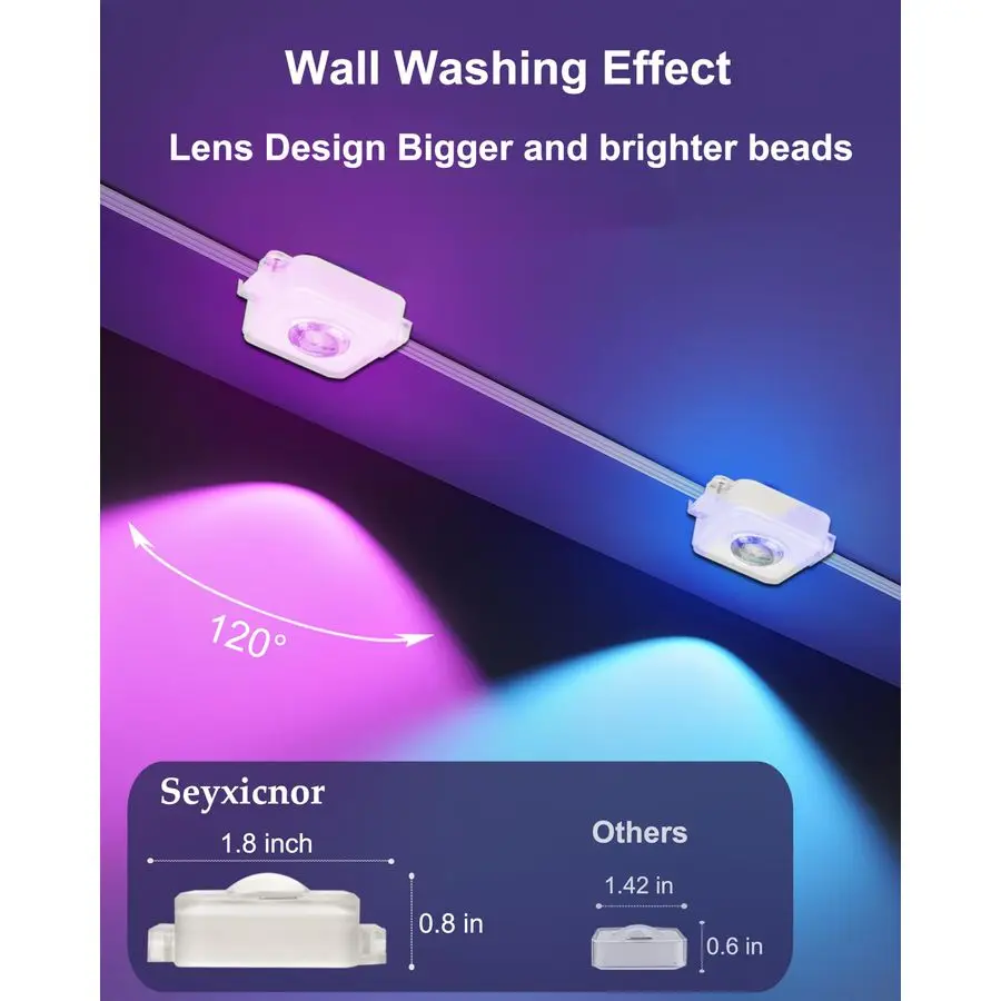 سلسلة أضواء خارجية، 50 قدم RGBWIC أضواء LED ذكية مقاومة للماء IP67، تطبيق أمبير للتحكم عن بعد، إضاءة مشهد DIY متعددة الألوان #3